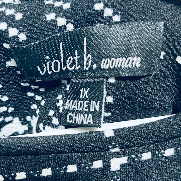 Violet B Houndstooth 3/4 Bell Sleeve Dress 1X - Picture 5 of 7